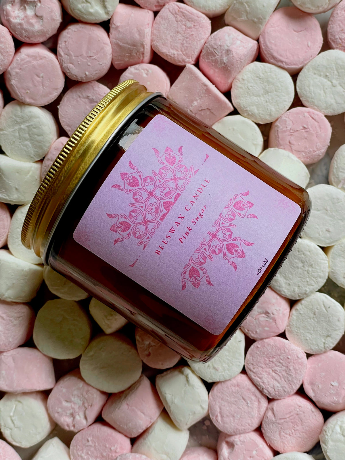Pink Sugar Beeswax Candle